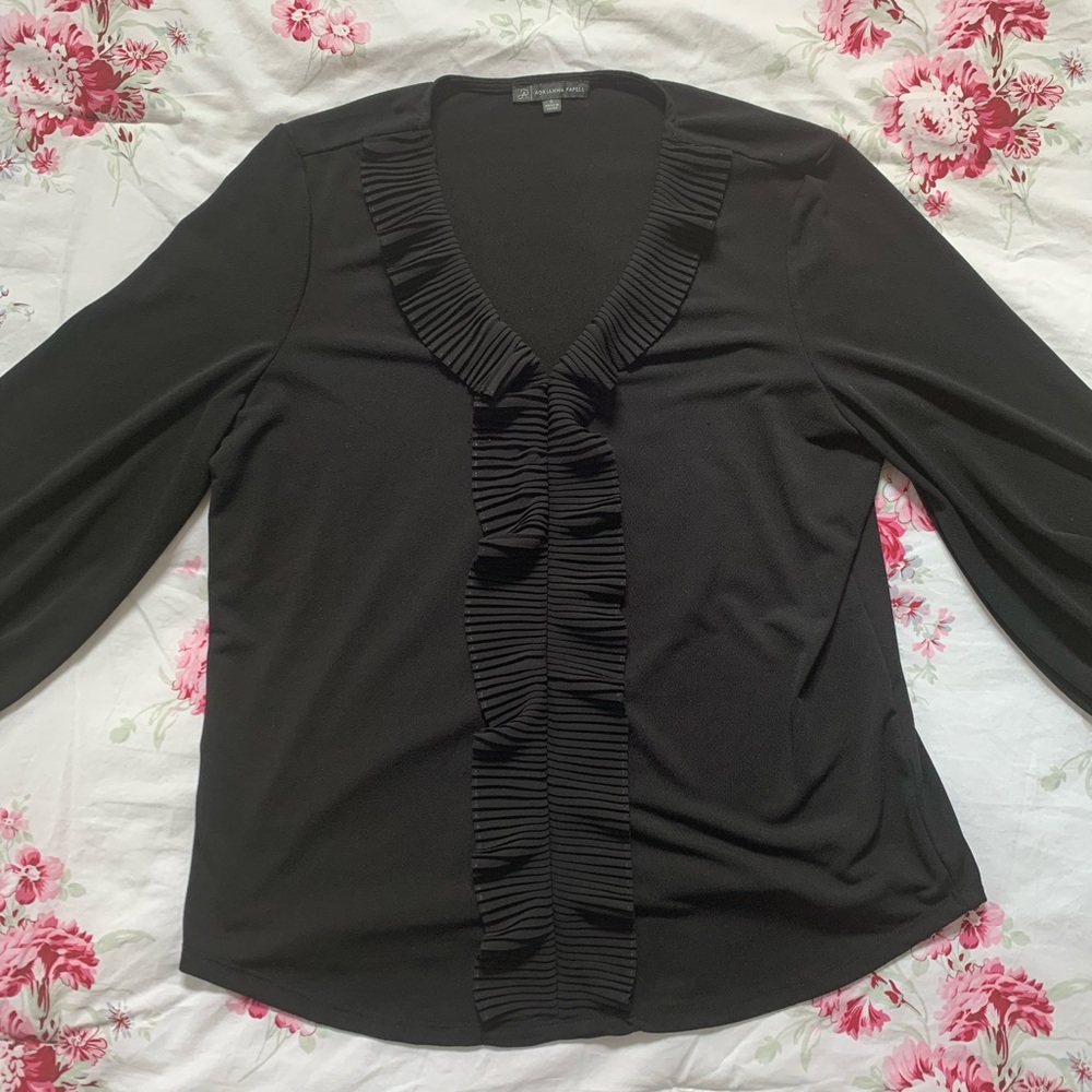 Adrianna‎ Papell  Black 3/4 Sleeve Blouse RN#59782 - Picture 3 of 8